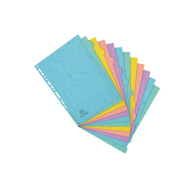 Разделитель "Aquarel", A4, 12 делений, ассорти