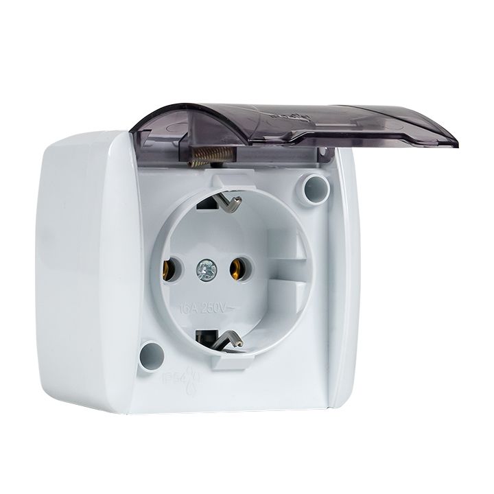 Владивосток Розетка 1-местная 16А с заземлением с прозрачной крышкой IP54 EKF EQR16-029-30-54-T