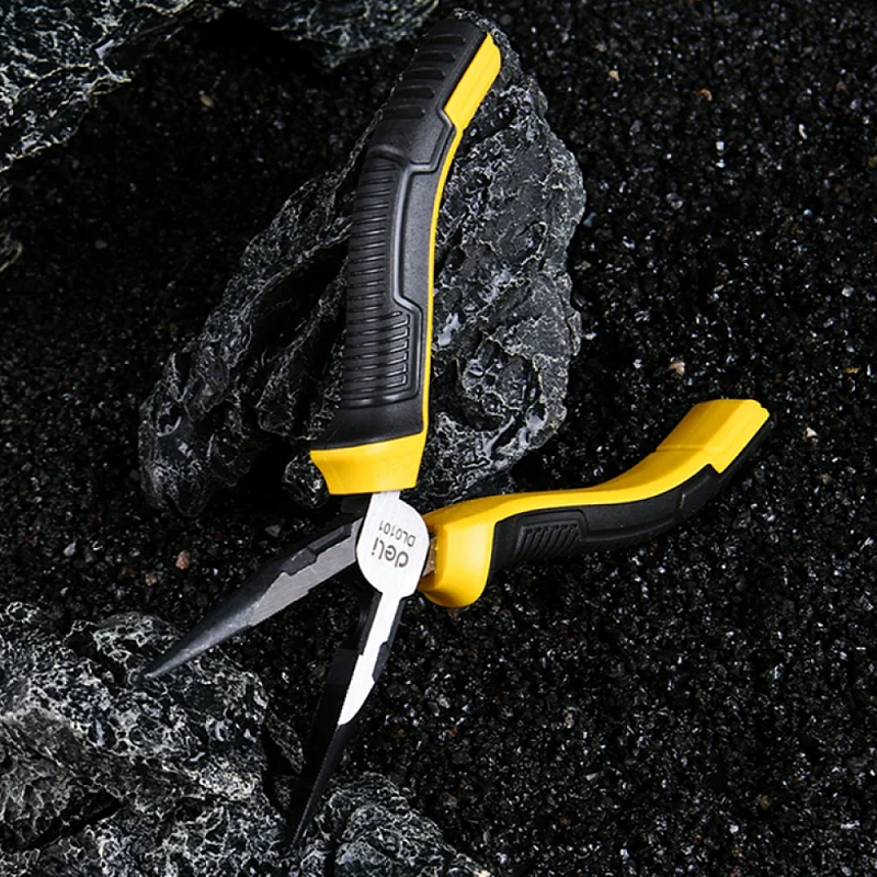 Длинногубцы Deli YS EDL0101, 160 мм, 2-х компонентные рукоятки