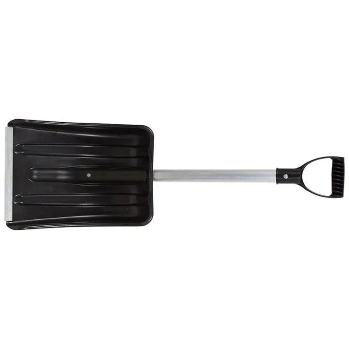 Лопата пласт. автомобльная 240×300мм оц. планкой алюм. чер. V-ручкой в боре Агростройлидер СНЕГ-01.28.31