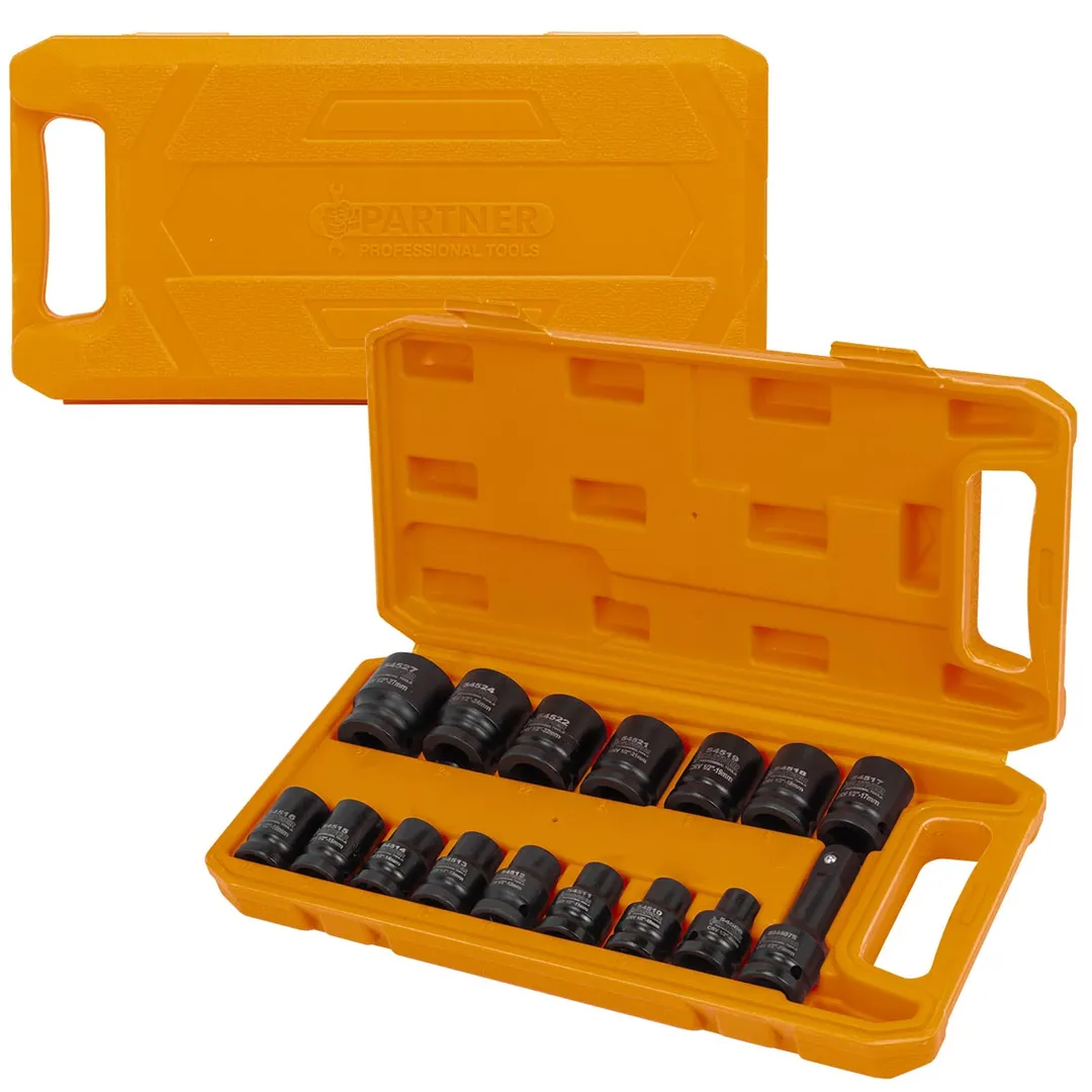 Набор ударных головок 8-27 мм 1/2'' 6-гр 16 пр, удлинитель 75 мм Partner PA-4179-5MPB
