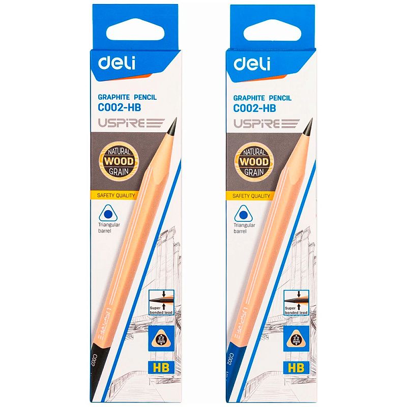Карандаш простой "Deli Uspire", HB, ассорти