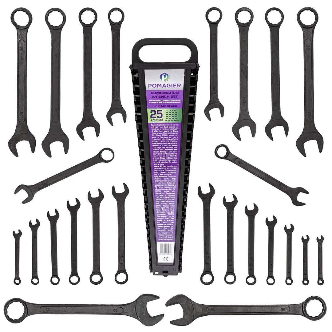 Набор ключей комбинированных 6-32 мм 25 пр POMAGIER POM-5261MP Black