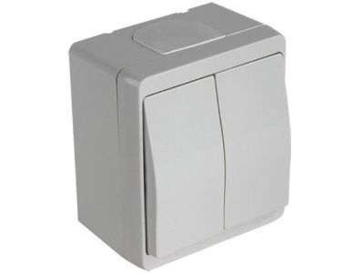 Выключатель 2-клав. (открытый) серый, NEMLIYER, (10 A, 250 V, IP 44) Mutlusan 21503020103
