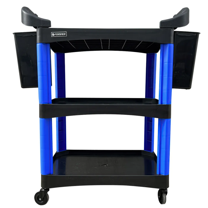 Тележка инструментальная 3-х полочная с двумя навесными лотками, г/п 150кг Forsage F-1141345