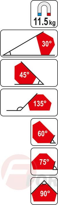 Струбцина магнитная для сварки 64х95х14 мм 11.5 кг. Yato YT-0866