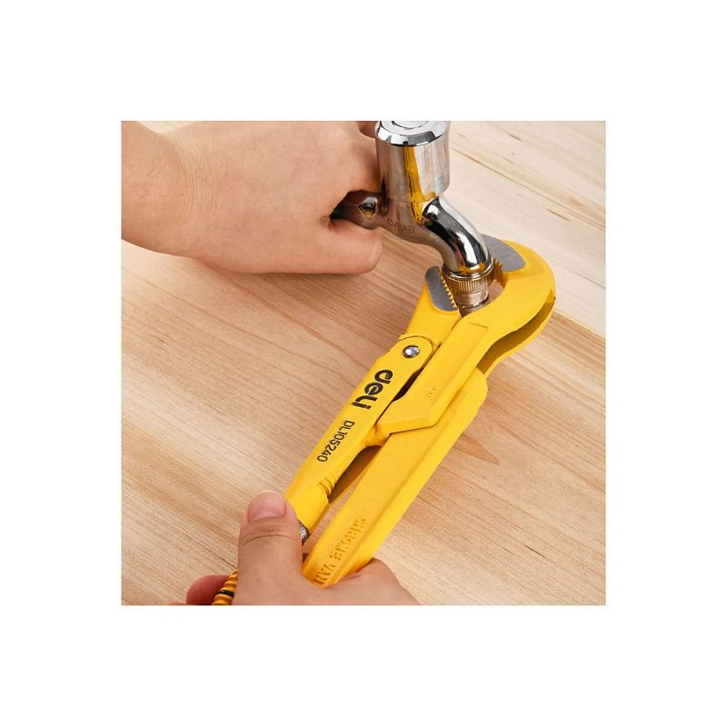 Ключ трубный Deli YS EDL105240 1, тип S, раскрытие губок 40 мм, желтый