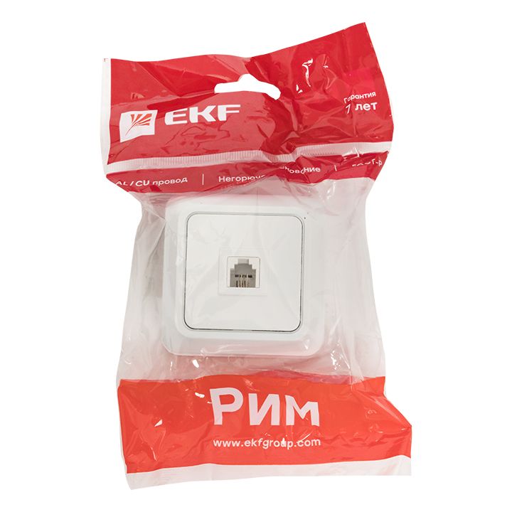Розетка Phone 1-мест, бел, Рим EKF PROxima ENT01-034-10