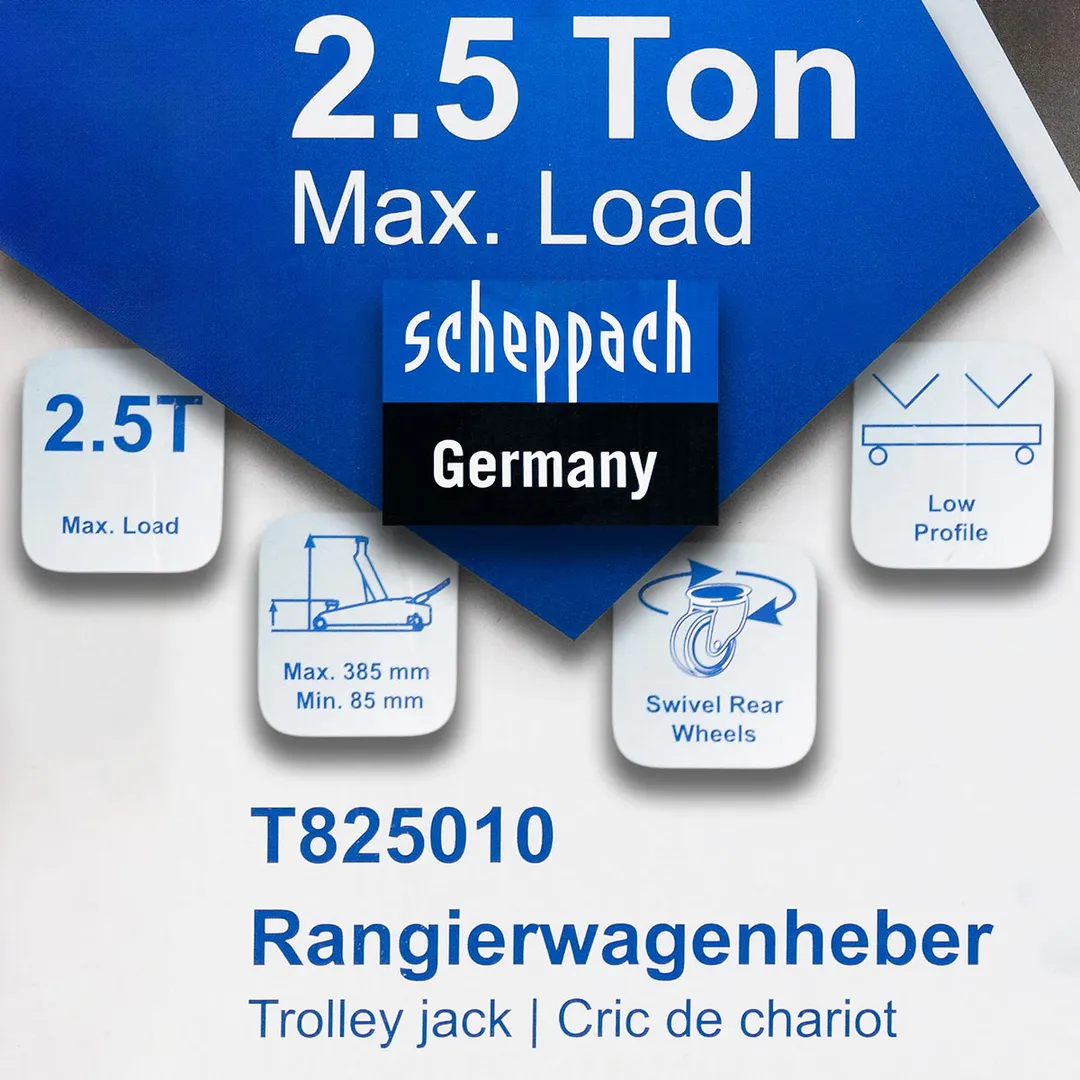 Домкрат подкатной гидравлический 2.5 т, 85-385 мм Scheppach SCH-T825010
