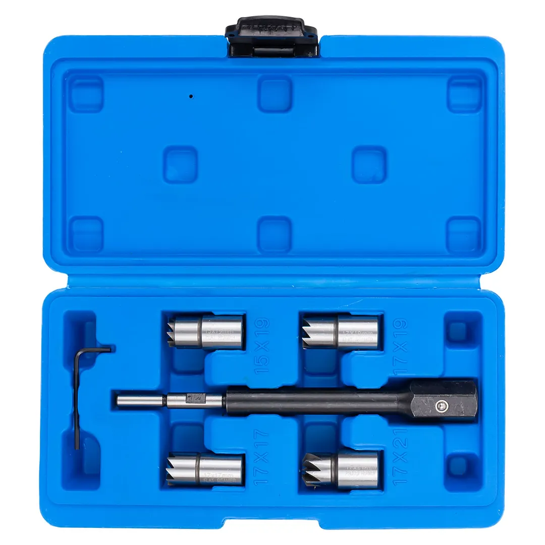 Набор фрез для чистки и восстановления посадочных мест дизельных форсунок 6 пр 15х19, 17х17, 17х19, 17х21 мм Forsage F-906G1