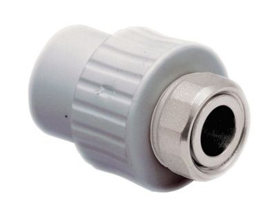 Муфта ПП с накидной гайкой 20х3/4" белая РосТурПласт 10697