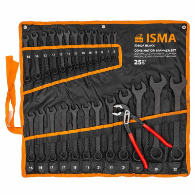 Набор комбинированных ключей 6-32 мм, пассатижи 250 мм, 26 пр ISMA ISMA-5261DP+1 BLACK