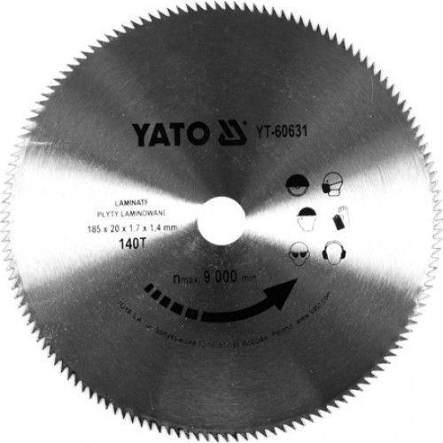 Диск пильный по ламинату 185/20 140T Yato YT-60631