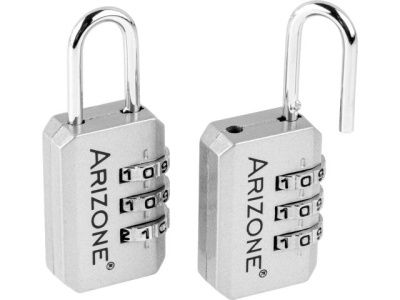 Замок навесной кодовый багажный, 2 штуки, серебро, ARIZONE 32-241355