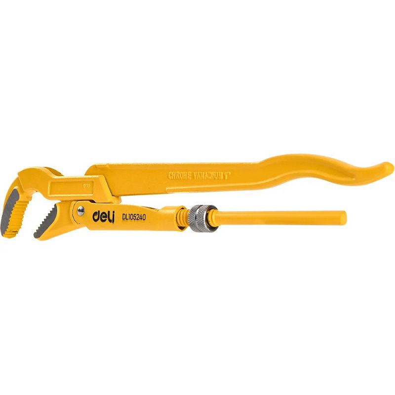 Ключ трубный Deli YS EDL105240 1, тип S, раскрытие губок 40 мм, желтый