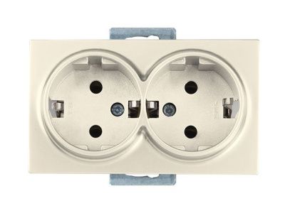 Розетка 2-ая, скрытая, с/з, кремовая, DARIA, 16 A, 250 V, IP 20, Mutlusan 21002020202