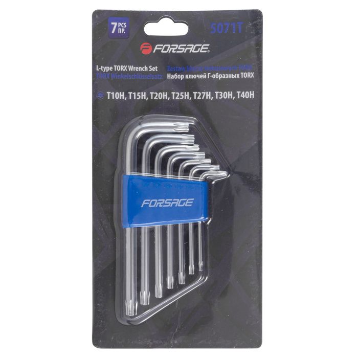 Набор ключей Г-образных TORX 7 пр., Т10Н-Т40Н-с отверстием Forsage F-5071T