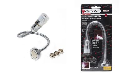 Фонарик светодиодный на гибкой магнитной подставке 1LED Forsage F-68602