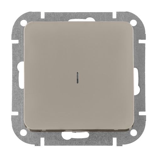 Выключатель 1 клав. (cкрытый 10А) со световой индикацией песочный Astrum Bylectrica С1 10-3507 песочн