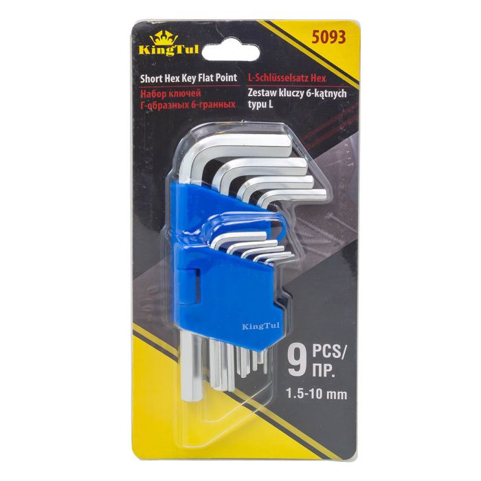 Набор ключей Г-образных 6-гр. 9 пр. 1,5-10 мм KINGTUL KT-5093