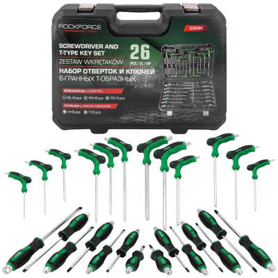 Набор отверток PH, PZ, SL и ключей Т-образных Torx, Hex 26 пр RockForce RF-2269H