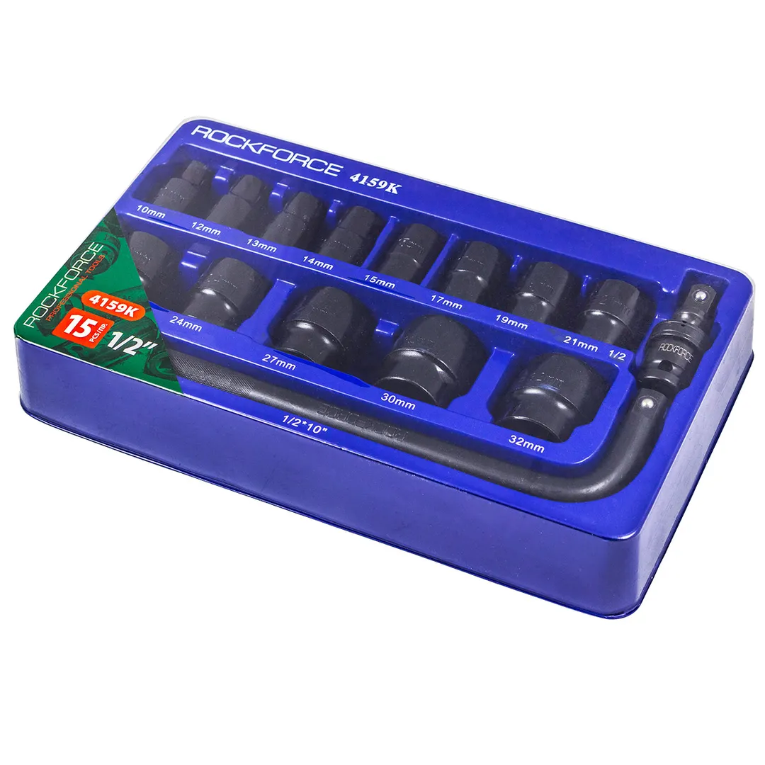 Набор головок ударных 15 пр. 1/2'' 6-гр. 10-32 мм в ложементе RockForce RF-4159K