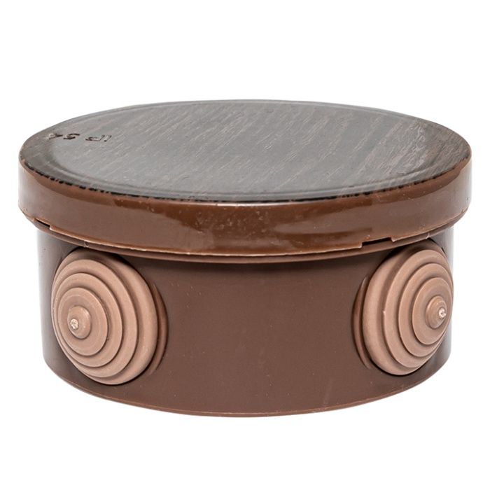 Коробка распределительная КМР-040-039 с крышкой (85х40) 4 мембранных ввода тёмное дерево IP54 EKF PROxima plc-kmr-040-039-t