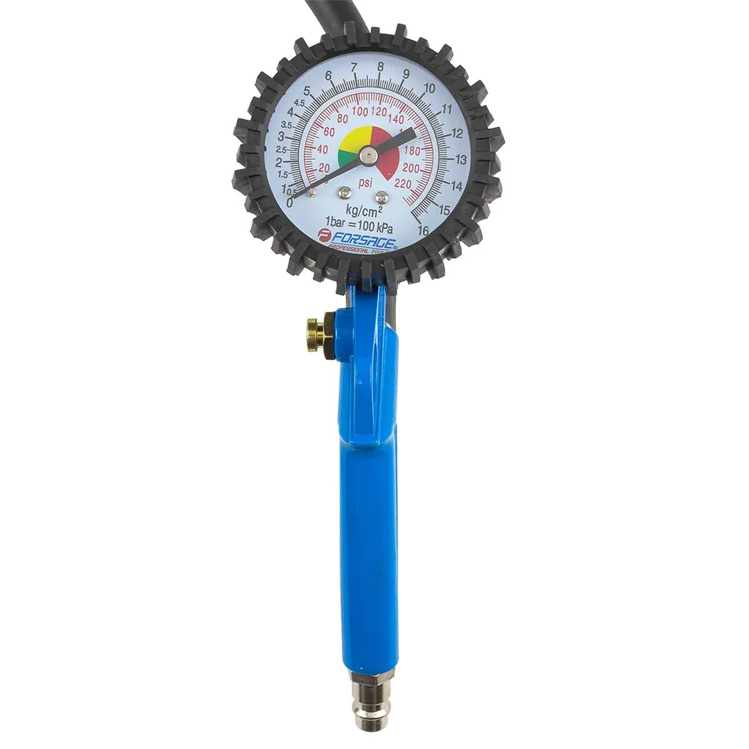 Пистолет для подкачки шин с монометром и шлангом 1 м. 0-15bar Forsage F-STG-32