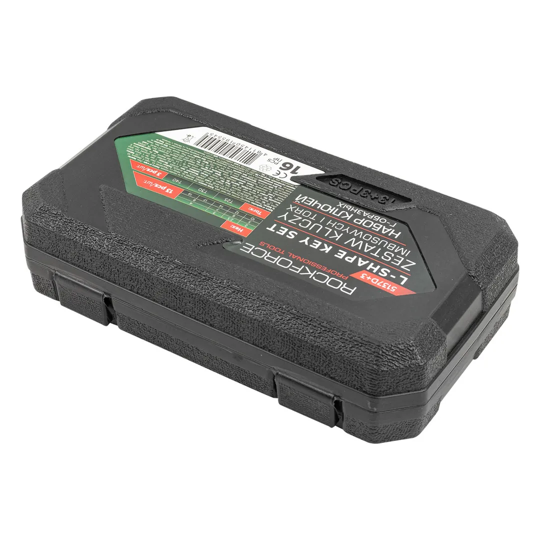 Набор Г-образных ключей HEX (6-гр) 2-19 мм, TORX T25, T30, T40 13+3 пр RockForce RF-5137D+3