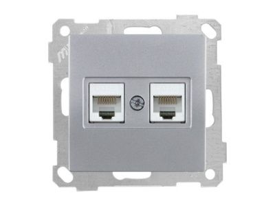 Розетка компьютерная 2xRJ45, Cat5e серебро, ELITRA, Mutlusan 2270 138 0192