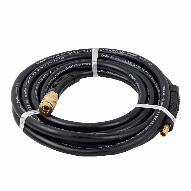 Шланг резиновый воздушный армированный с быстросъемами 8x15 мм, 5 м Forsage F-AHC-10/D