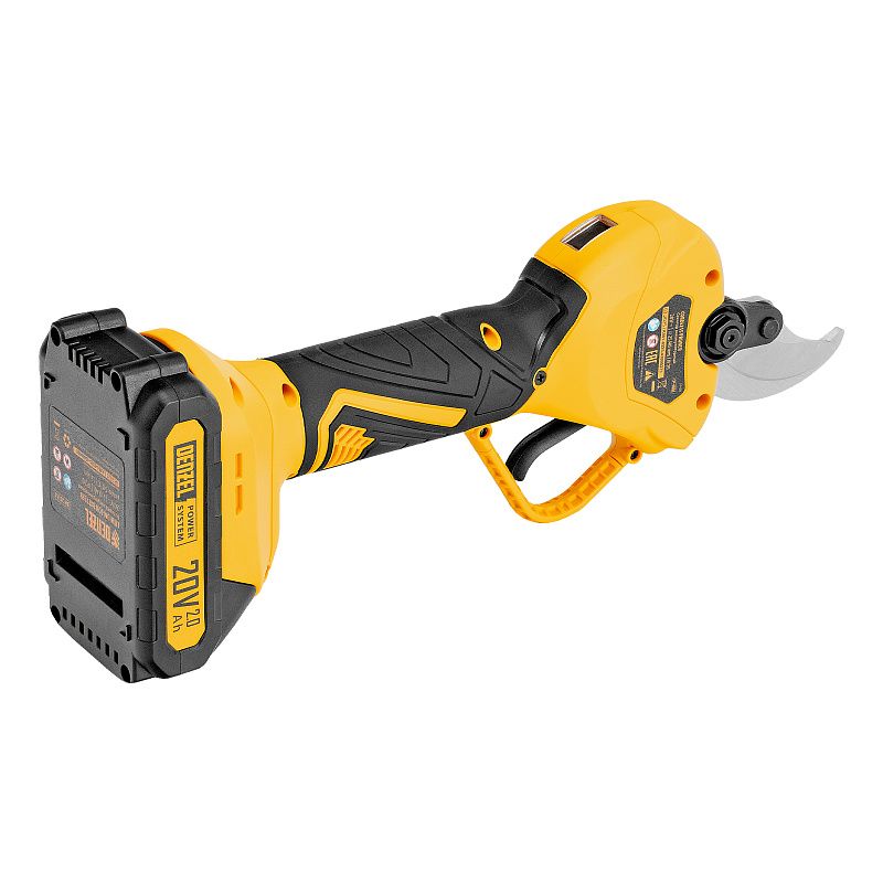 Секатор аккумуляторный, бесщет., CP-40BL, Li-Ion, 20 В, лезвия SK5 Denzel 59438