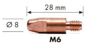 Наконечник М6 - 0,8 мм, 28 мм для горелки Abicor Binzel MB24 KD WÜRTH 0708001590