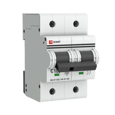 Автоматический выключатель 2P 100А (C) 15кА ВА 47-125 EKF PROxima mcb47125-2-100C
