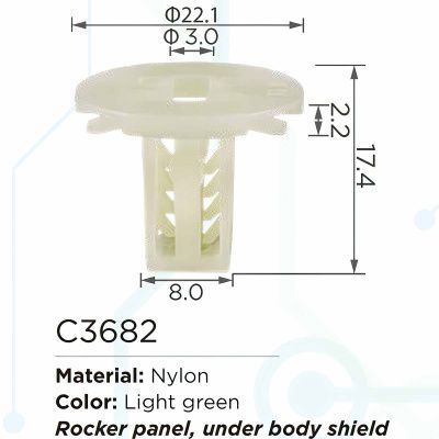 Клипса для крепления внутренней обшивки а/м БМВ, пласт., 100 шт Forsage C3682(BMW)
