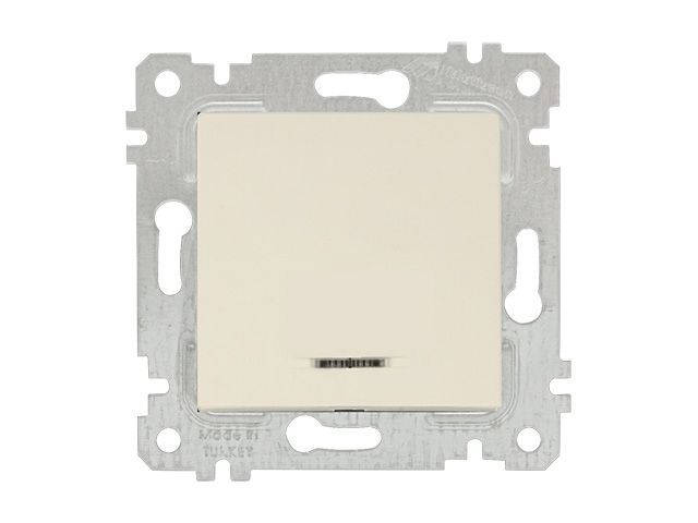Выключатель 1-клав., с подсветкой, скрытый, без рамки, винт. зажим, кремовый, RITA, 10 A, 250 V, IP 20, Mutlusan 22004150202