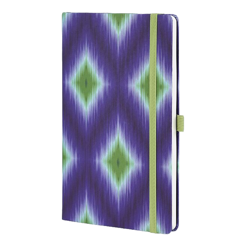 Блокнот "Ikat blue emerald", А5, 96 листов, фиолетовый, зеленый