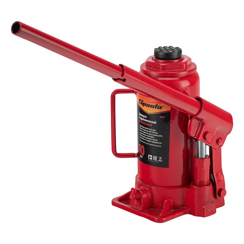 Домкрат гидравлический бутылочный, 10 т, 200-385 мм Sparta 50325