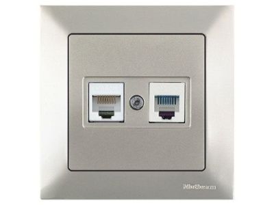 Розетка телефонная + компьютерная, RJ12+Cat5e, скрытая, титан, DARIA, Cat-3, RJ 12, 4-pin +, RJ 45, 8-pin, Mutlusan 21201390183