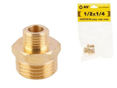 Ниппель ред. нар.-нар. 1/2х1/4, муфта с наружной резьбой AV Engineering AVE303007