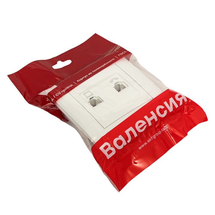 Валенсия розетка RJ-45+RJ11 2-местная белая EKF PROxima EWK02-035-30