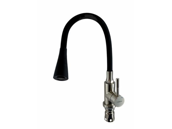 Смеситель для кухни с гибким изливом, нержавеющая сталь, сатин + черный Ledeme L74199-2