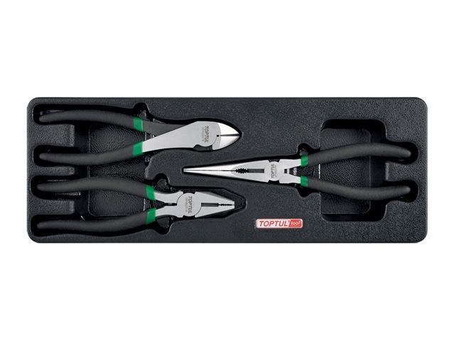 Набор-сет плоскогубцы, тонкогубцы, бокорезы 3пр. 136х364мм Toptul GВAT0304