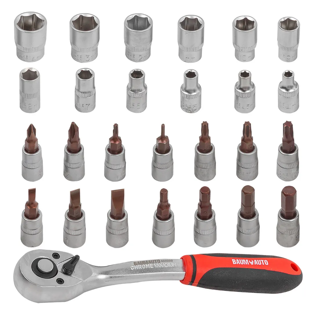 Набор головок с трещоткой 27 пр., 1/4" BaumAuto BM-027-5MSA