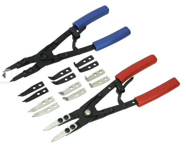 Набор разжимов стопорных колец со сменными губками, сжим/разжим, прямой/угловой 265 мм 20 пр Force 920U2