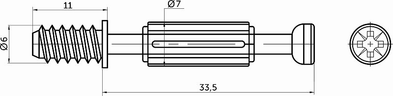 Шток эксцентрика 7*34/6*11 с пластиковой черной муфтой, уп/1тыс.шт, AKS PLUS 65425