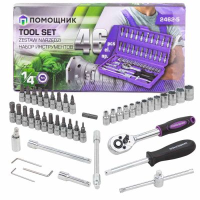 Набор инструментов 46 пр. 1/4'', 6-гр Помощник 2462-5