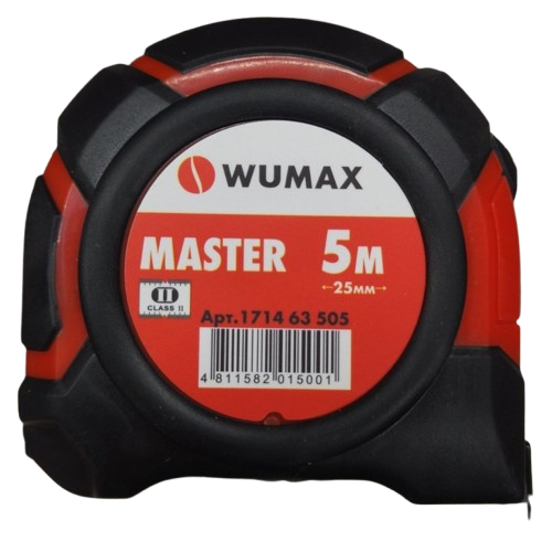 Рулетка измерительная, 5м*25 мм, 2 класс, MASTER, WUMAX 171463505
