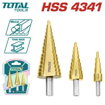 Набор ступенчатых сверл 3 шт. TOTAL TAC80401