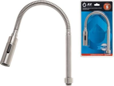 Излив гибкий с двухрежимной лейкой для смесителя, никель, AV Engineering AVZAP-SFLN